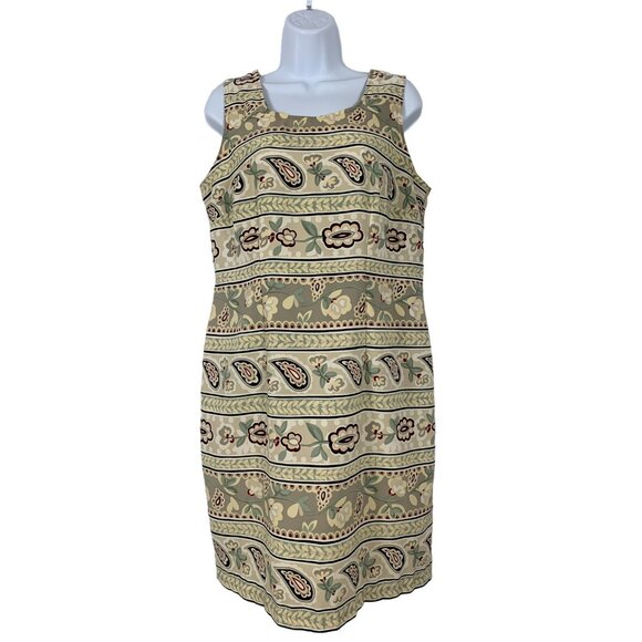 Kathie Lee Sleeveless Floral & Paisley Print Knee Length Shift Dress Size 8 - Picture 1 of 10